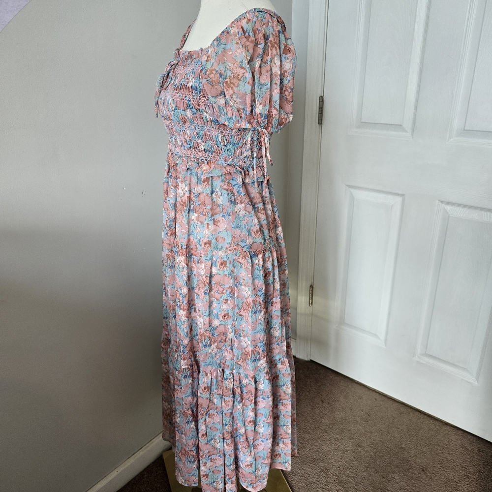 En Saison | Small | Adelina Smocked Floral Tiered Midi Dress - Picture 8 of 14